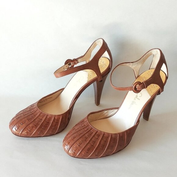 Cole Haan Shoes - Cole Haan Nike Air Heeled Platform Sandals Size 9.5 Mary Jane Buckle Ankle Strap